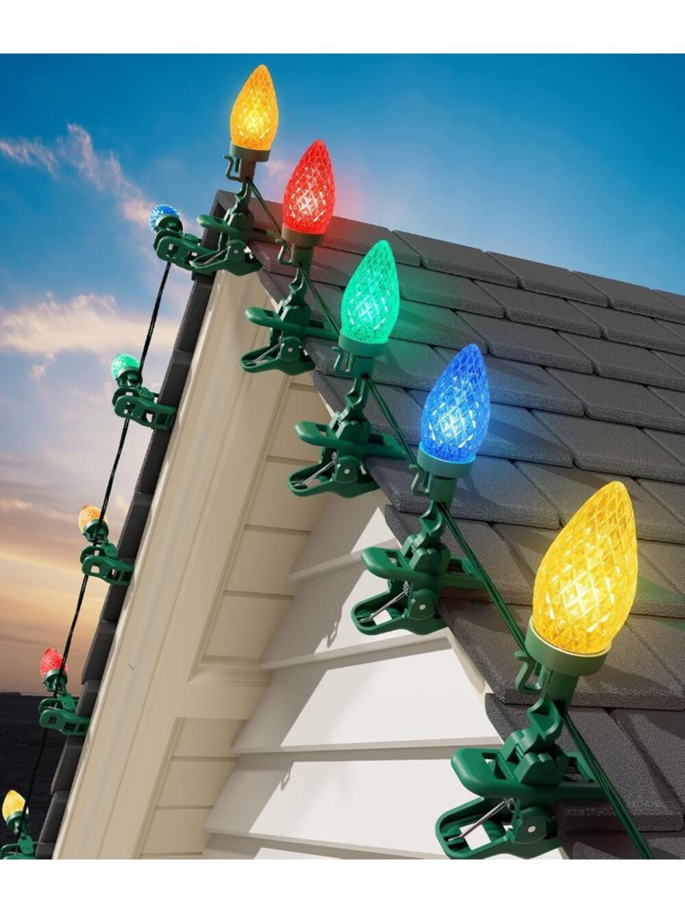 102FT 150 LED Outdoor Christmas String Lights with Spring Clips - Festive Decor